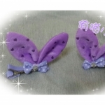 俏皮可愛兔耳朵兒童髮夾/瀏海夾/髮飾-紫色